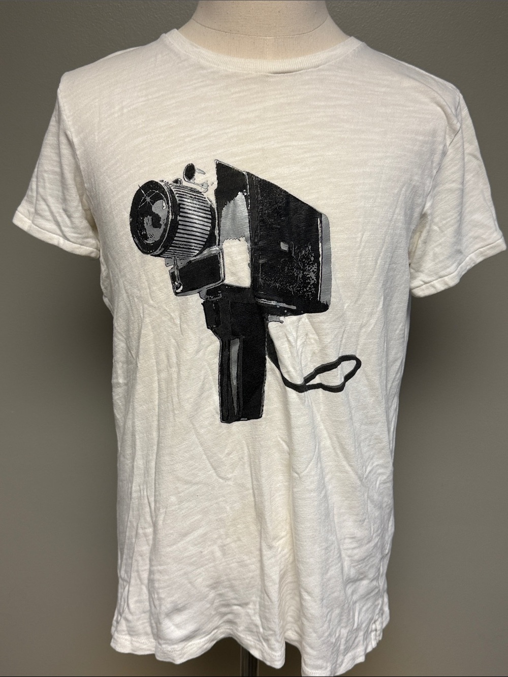 Rag & Bone Camera Graphic T-Shirt Men’s Medium White 100% Cotton Made in Peru